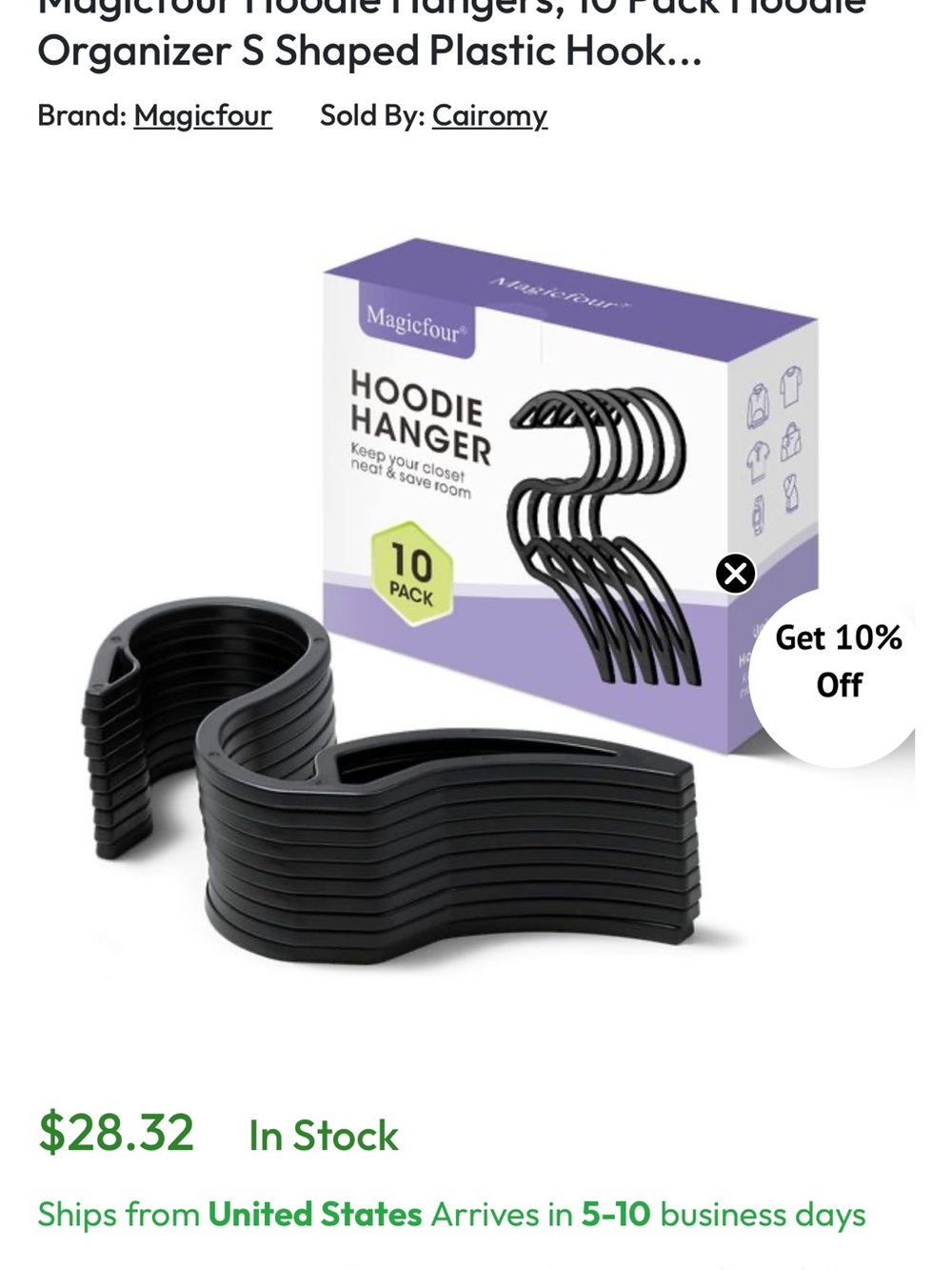 Magicfour Black Hoodie Hangers - 6 hangars